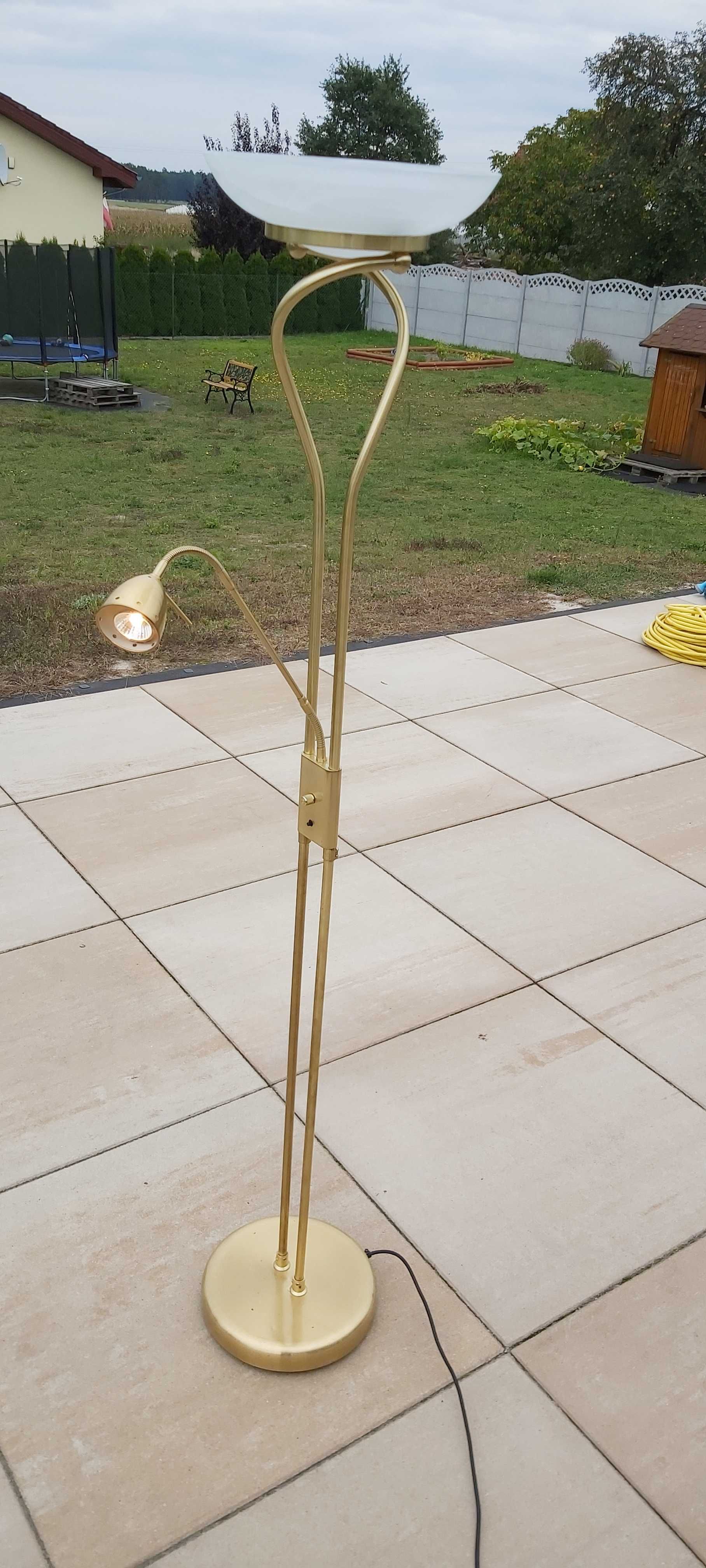 Złota lampa stojąca 1,80m max 230W, moc regulowana