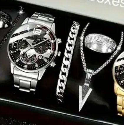 Komplet zegarek naszyjnik bransoleta pierścionek