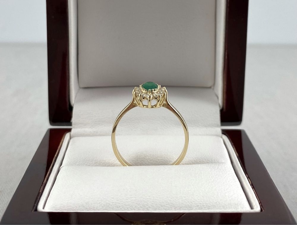 Cudowny ZŁOTY pierścionek zielona MARKIZA PR. 585 (14K) rozmiar 16