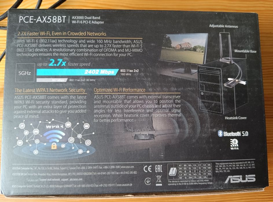 Продам WiFi 6 адаптер ASUS PCE-AX58BT