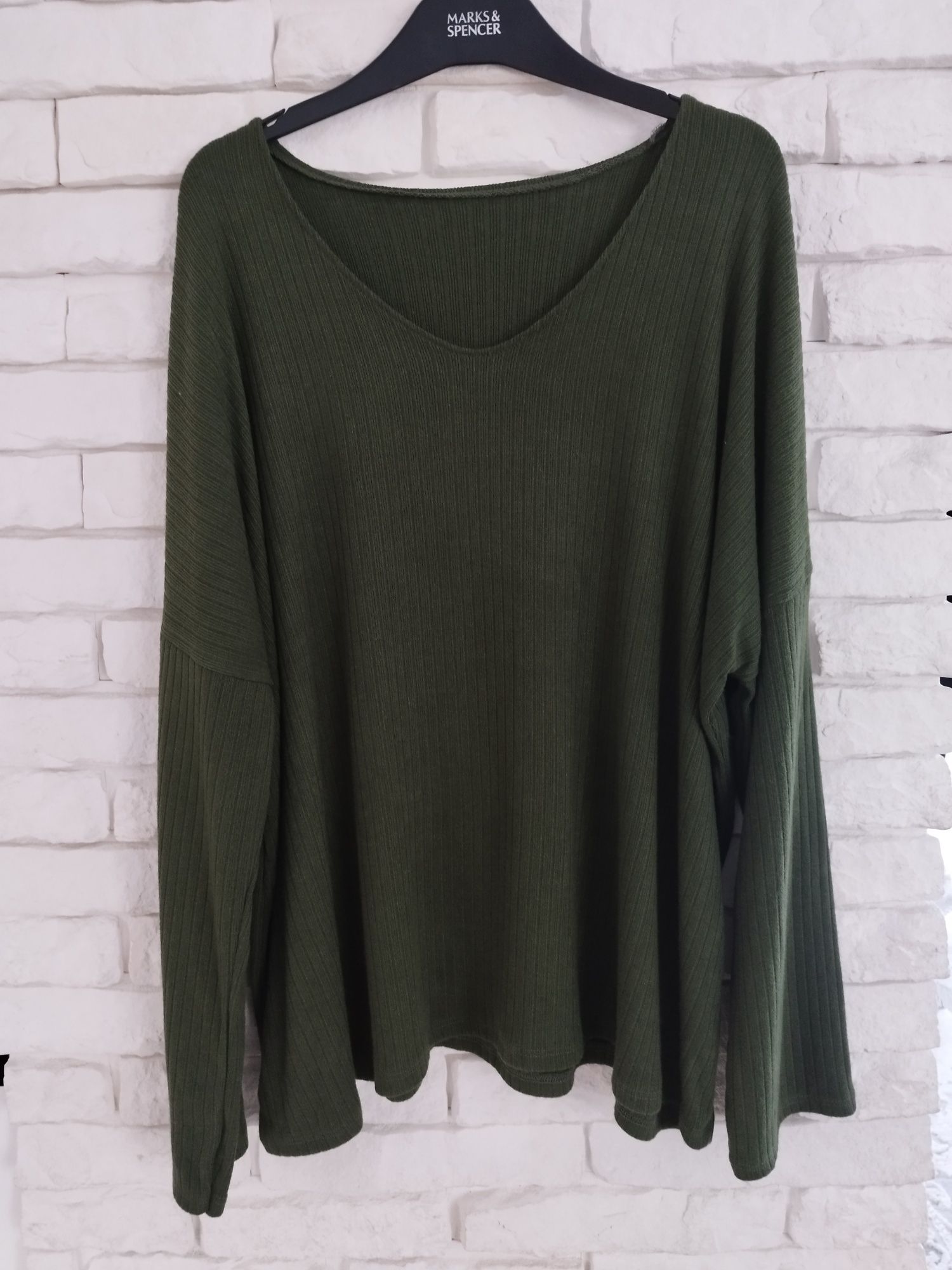 Włoska duży dekolt militarna prążek plus size xxxxl 50 52