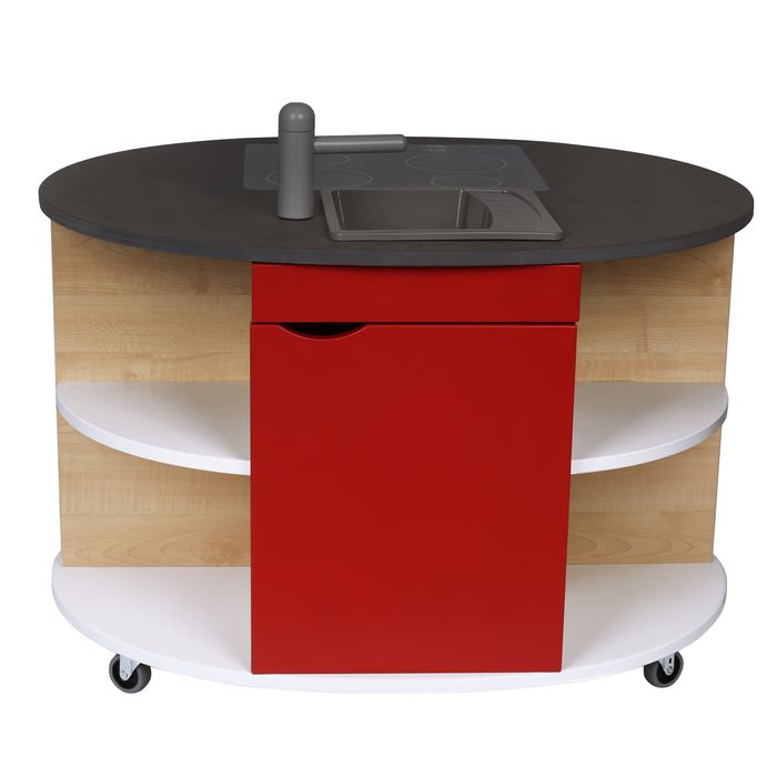 Drewniana wyspa kuchenna czerwona meble dla dzieci kuchnia Micki,