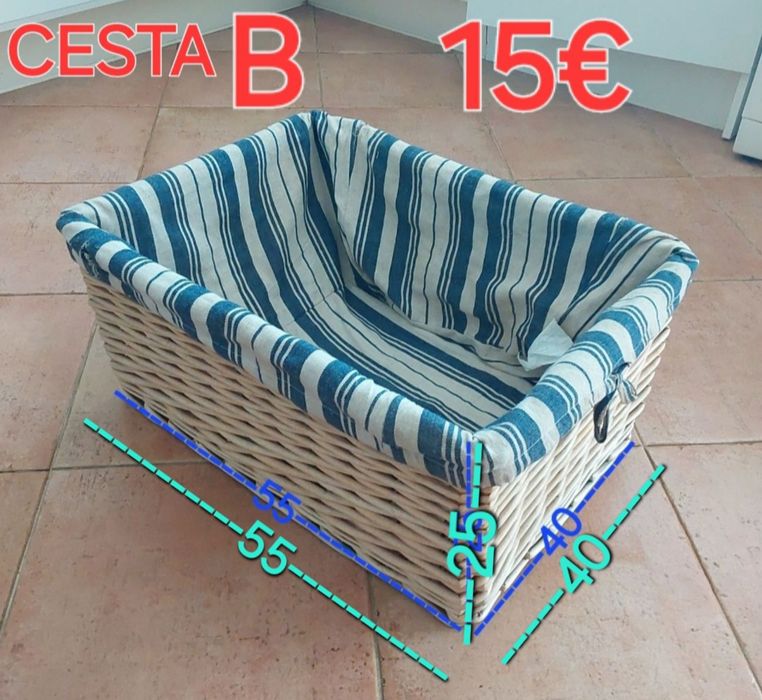 CESTA,CAIXA,BAÚ em VERGA SÓ 15 € .Casa,Quarto, Sala, Cozinha,Garagem.