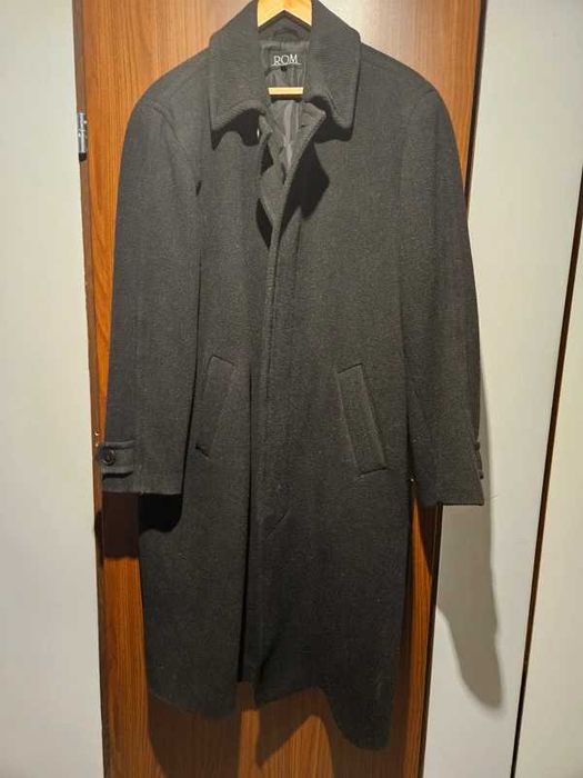 Długi męski czarny płaszcz roz 48