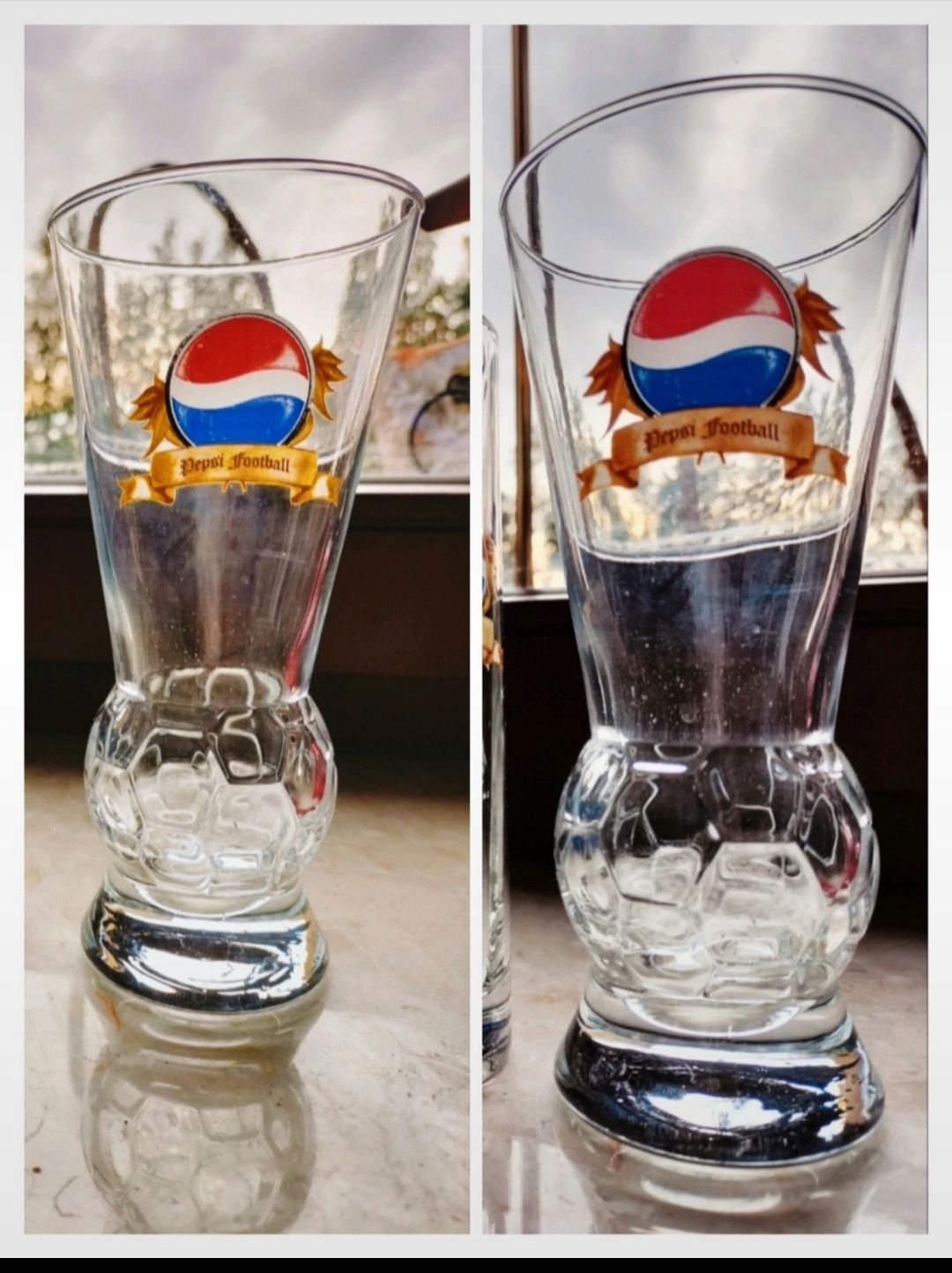 Kolekcjonerskie Szklanki Pepsi Football z piłką w dolnej części 6 szt