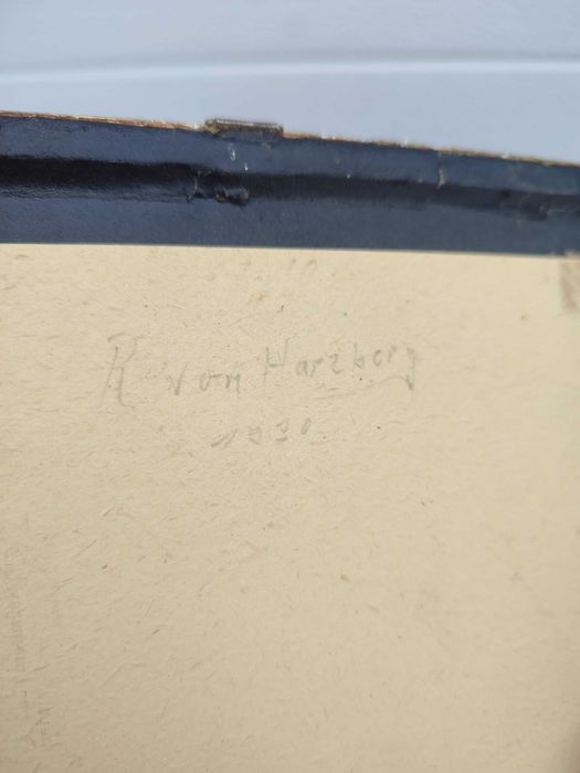 Rycina / Drzeworyt 1930Rok R.Harzberg Podpis oryginał - V