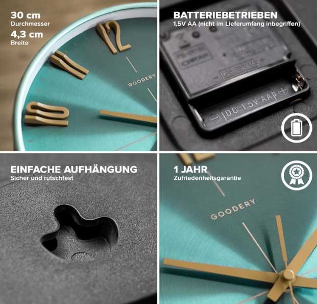 Zegar  ścienny Radiowy Kolor Turkusowy Nr.992