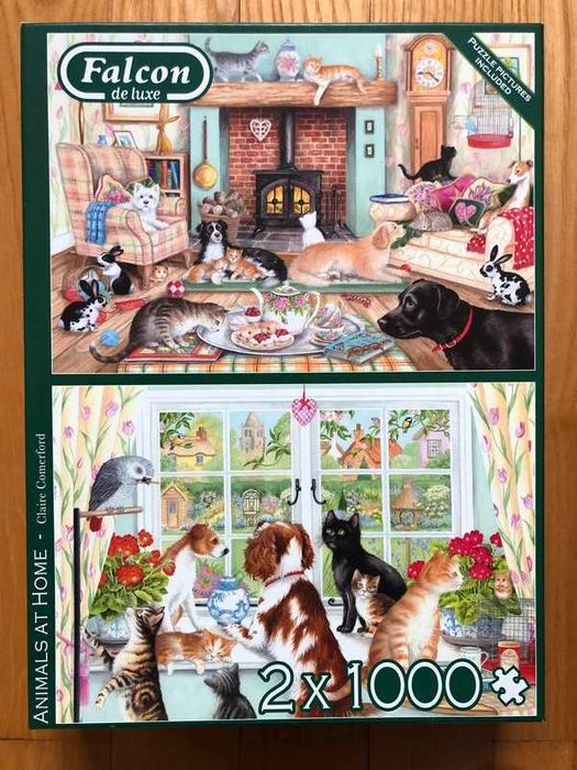 Puzzle 2x1000 "Zwierzęta domowe" (Animals at home) Falcon, Jumbo