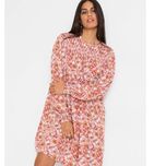 bonprix różowa sukienka oversize w kwiaty szczypanki casual 36-38
