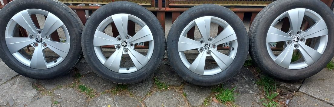 Kola letnie alufelgi ORYGINALNE SKODA SUPERB + opony 215/55 R17