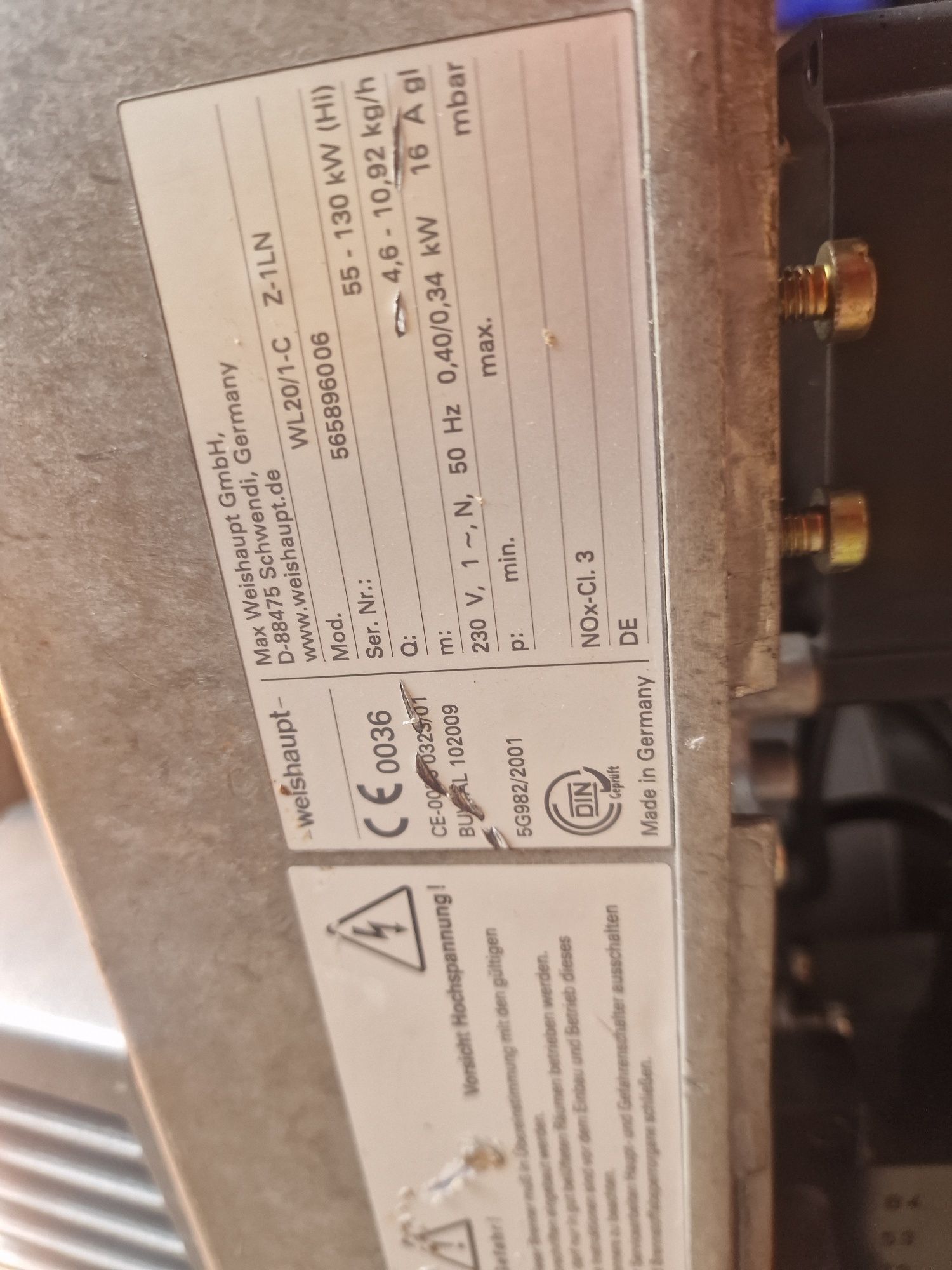 Palnik olejowy weishaupt wl20/1-c 55-130kw