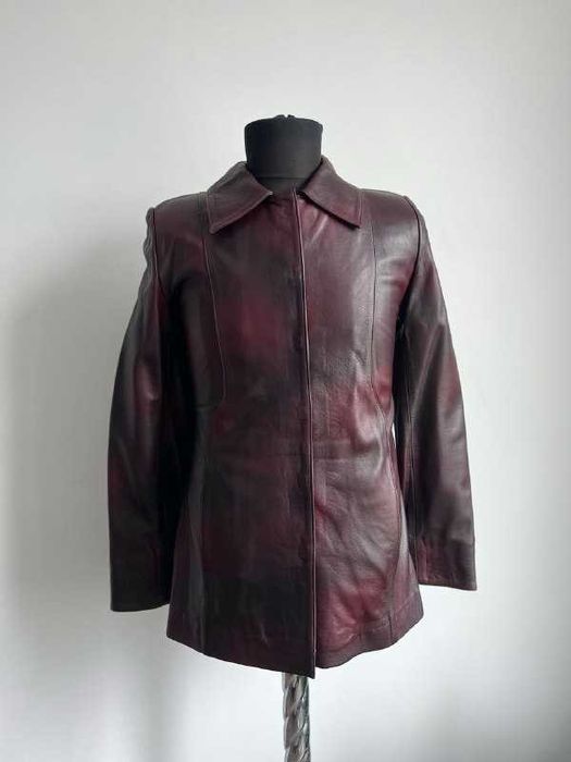 Шкіряна подовджена куртка 42-44 Куртка кожаная