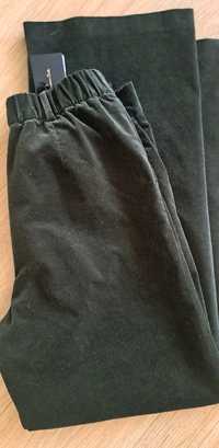 Massimo Dutti piękne spodnie z mikrosztruksu zielone 42/40
