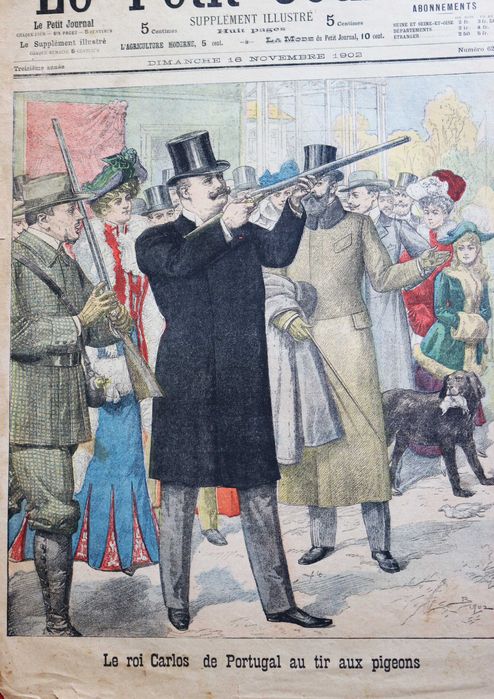 Rei D. Carlos atirando aos pombos em Paris, 1902 Le Petit Journal