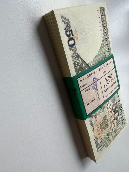 Paczka bankowa banknoty PRL 50 zł - 100 sztuk
