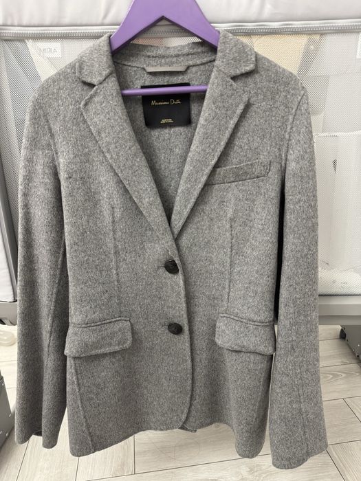 Вовняний жакет Massimo Dutti, приталений силует, сірий меландж
