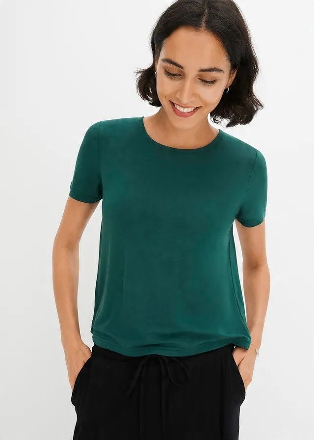 B.P.C t-shirt damski butelkowa zieleń odkryte plecy ^52/54
