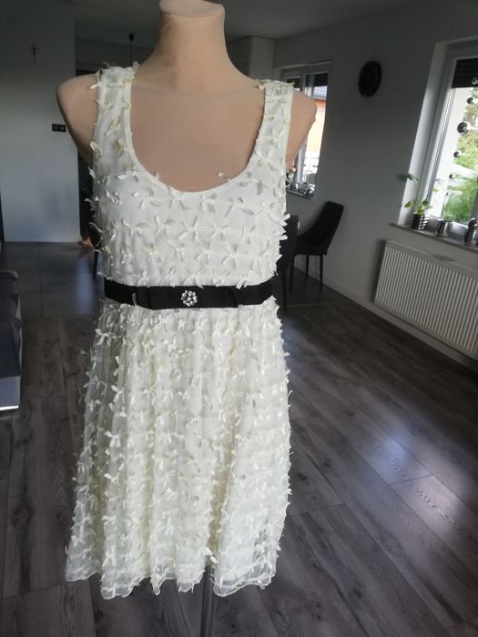 R. 38 nowa sukienka damska w kokardki wesele komunia chrzciny roczek