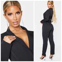 PrettyLittleThings XL-XXXL efektowny czarny elegancki kombinezon