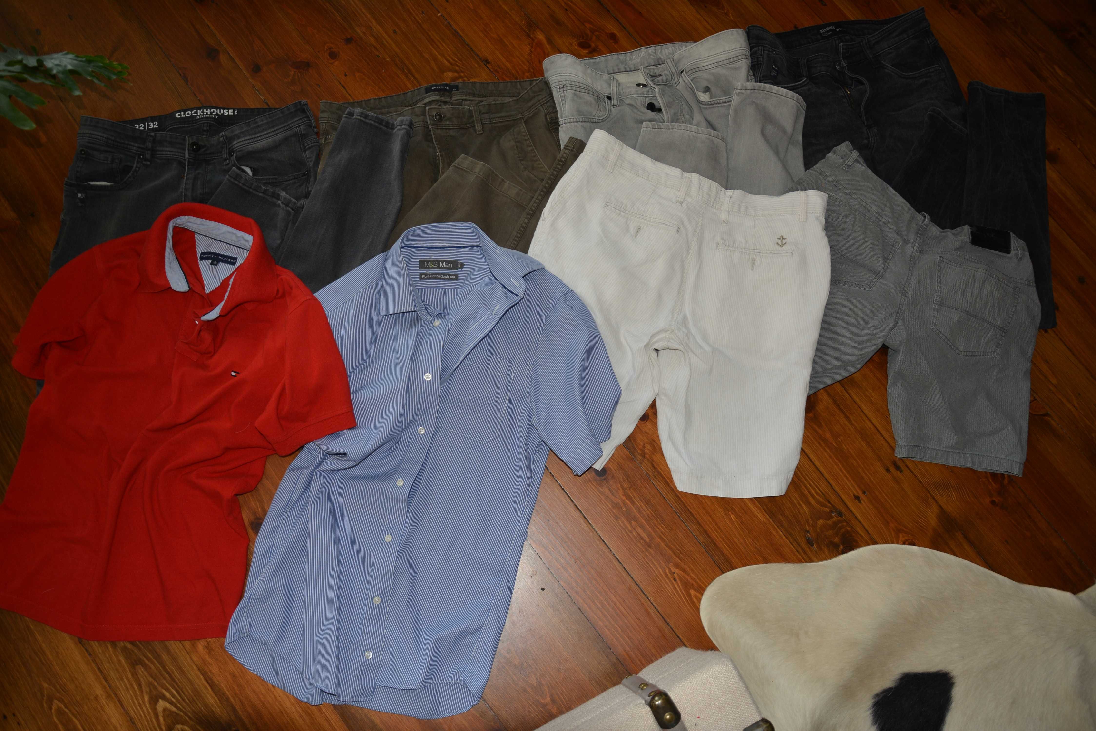 9 sztuk ubrań r. S M męski zestaw jeansy 31 parka koszula dżinsy tommy