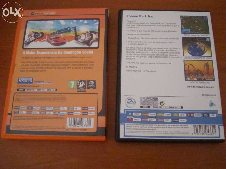 Jogos para PC "Theme Park Inc Classic" e "Burnout - Paradise..."