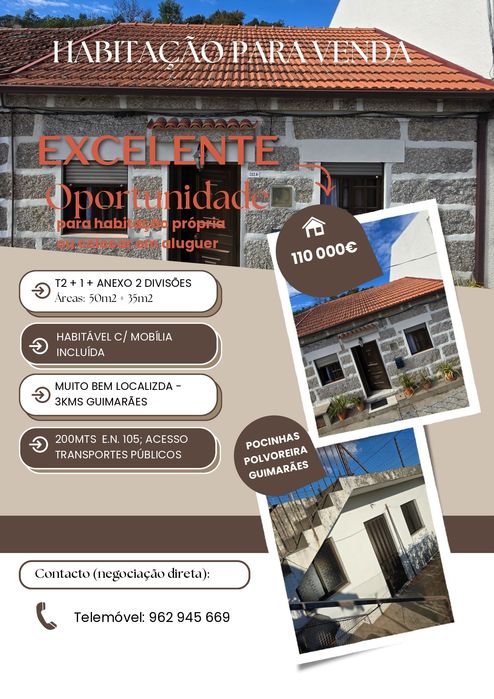 Habitação T2+anexo p/ venda - Guimarães