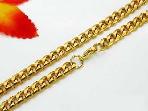 Łańcuszek nowy męski 55 cm złoty stal chirurgiczna brzegi okrągłe L834