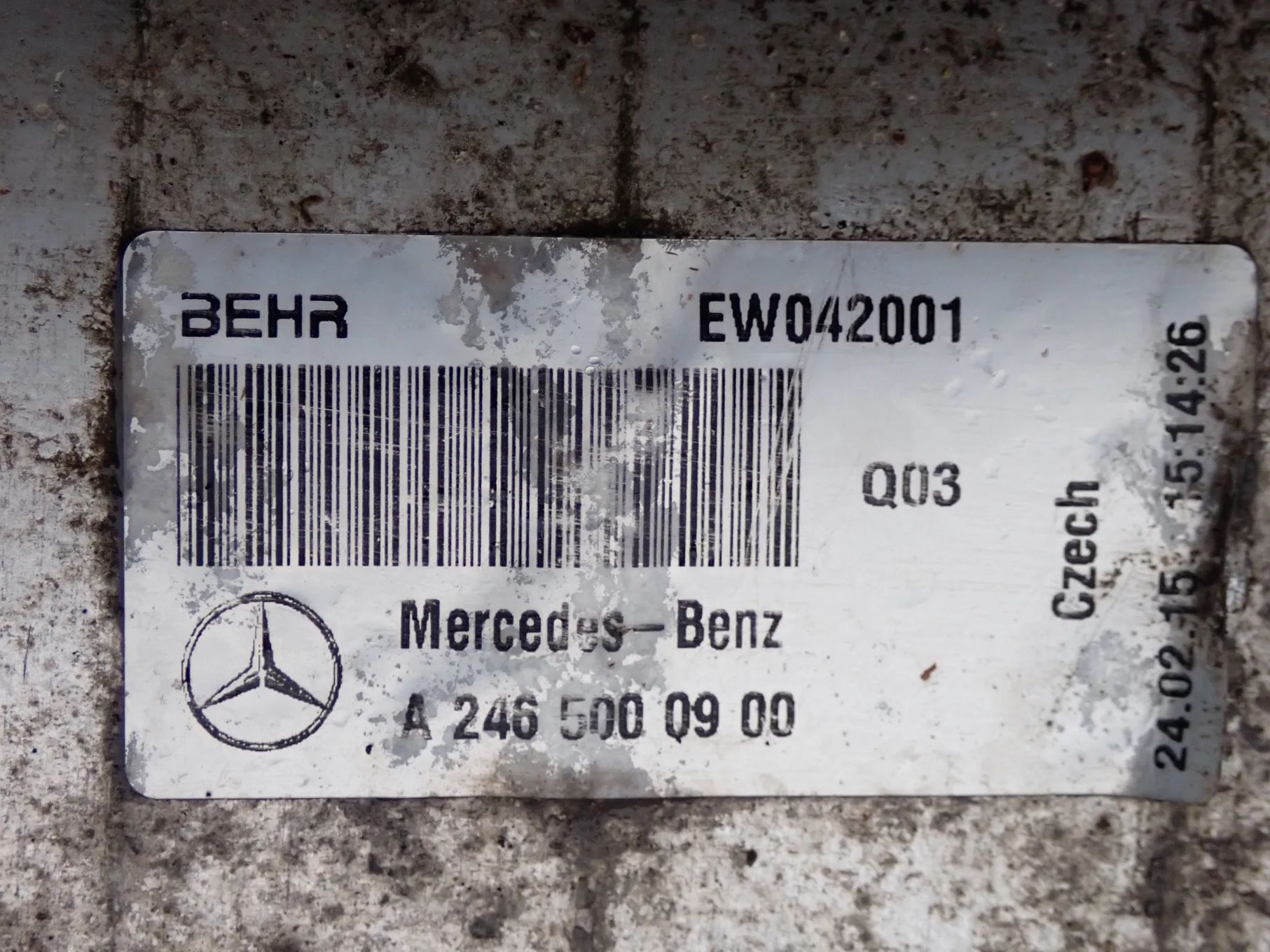 INTERCOOLER MERCEDES W246  A2465000900