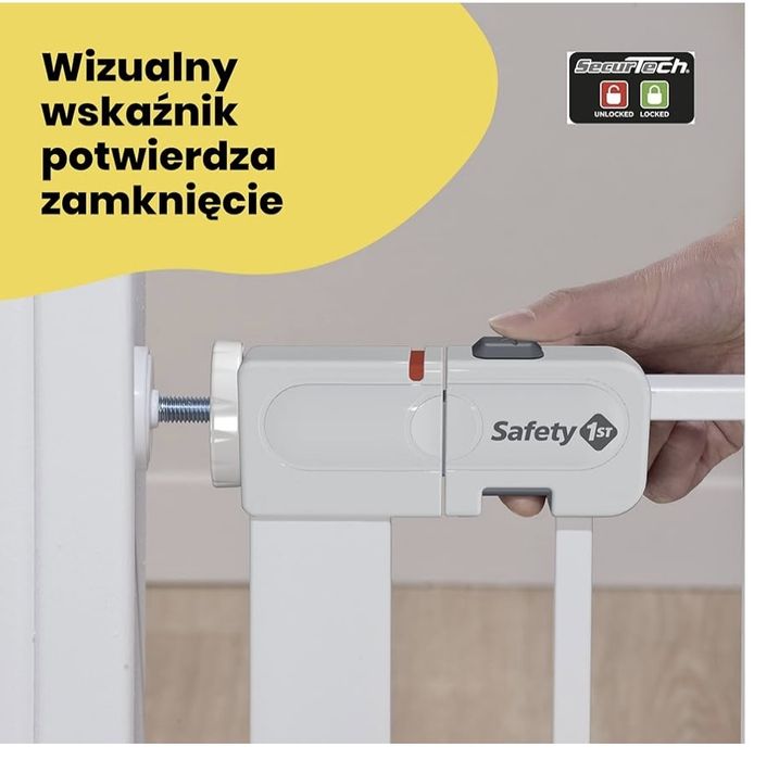 Bramka Schodowa Instalowana na Wcisk, 73–80 cm, bez wiercenia, biała