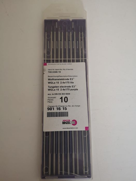 Elektrody Binzel wolframowe 2,4x175 Fioletowe
