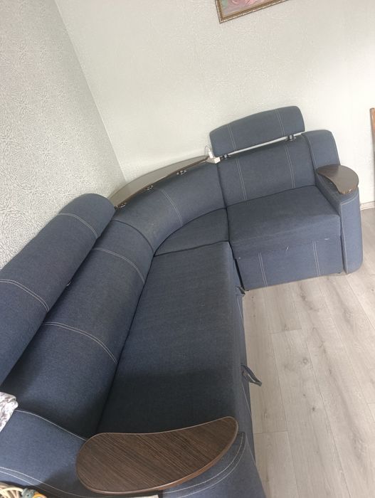 Кутовий диван, синьо-сірого кольору