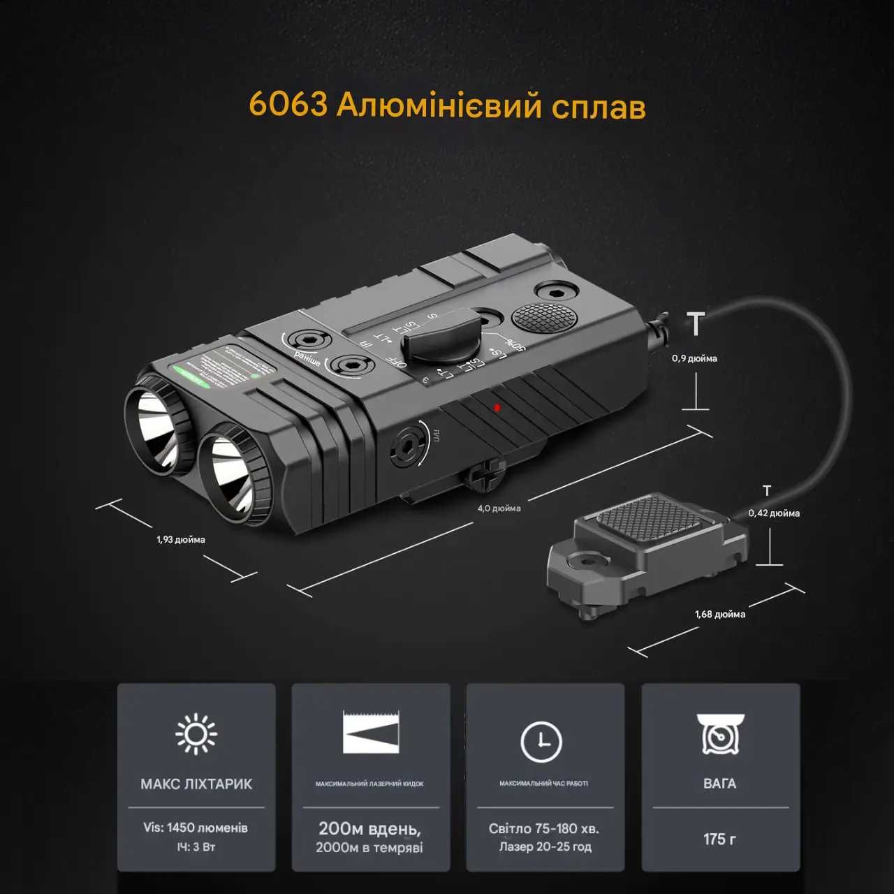 Defentac тактический фонарь 4-в-1 с зелёным и инфракрасным ЛЦУ