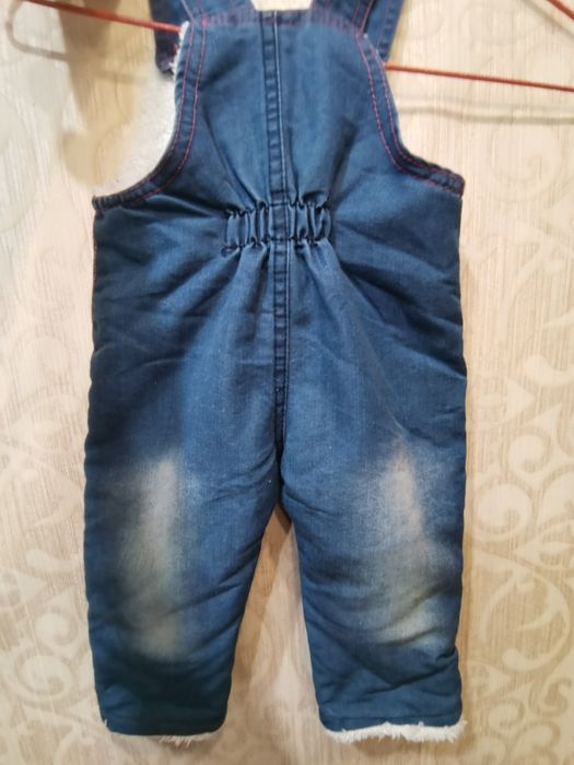 Детский тёплый джинсовый комбез на 1 год