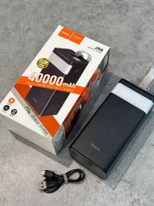 PowerBank Hoco J86 40000mAh,быстрая зарядка,павербанк+LEDлампа,роутера