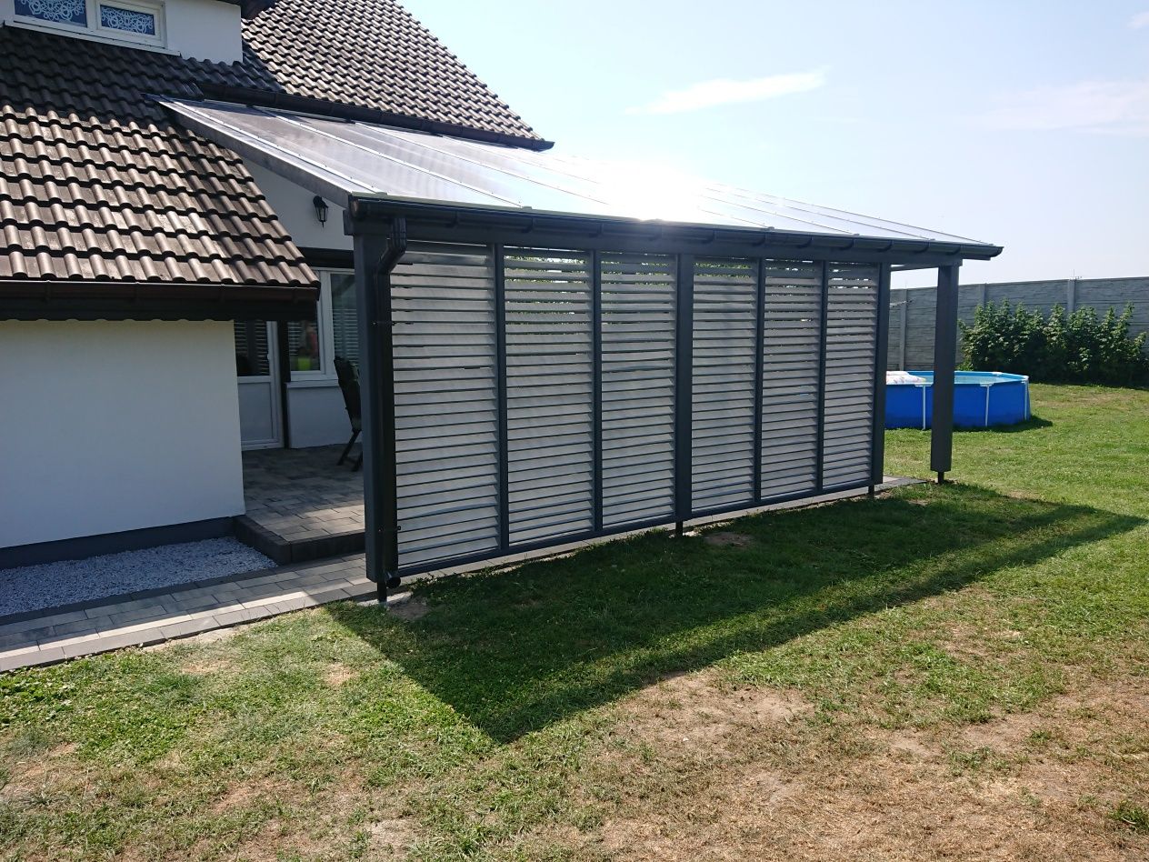 Zadaszenie tarasu poliweglnem shuttersy patio Pergola