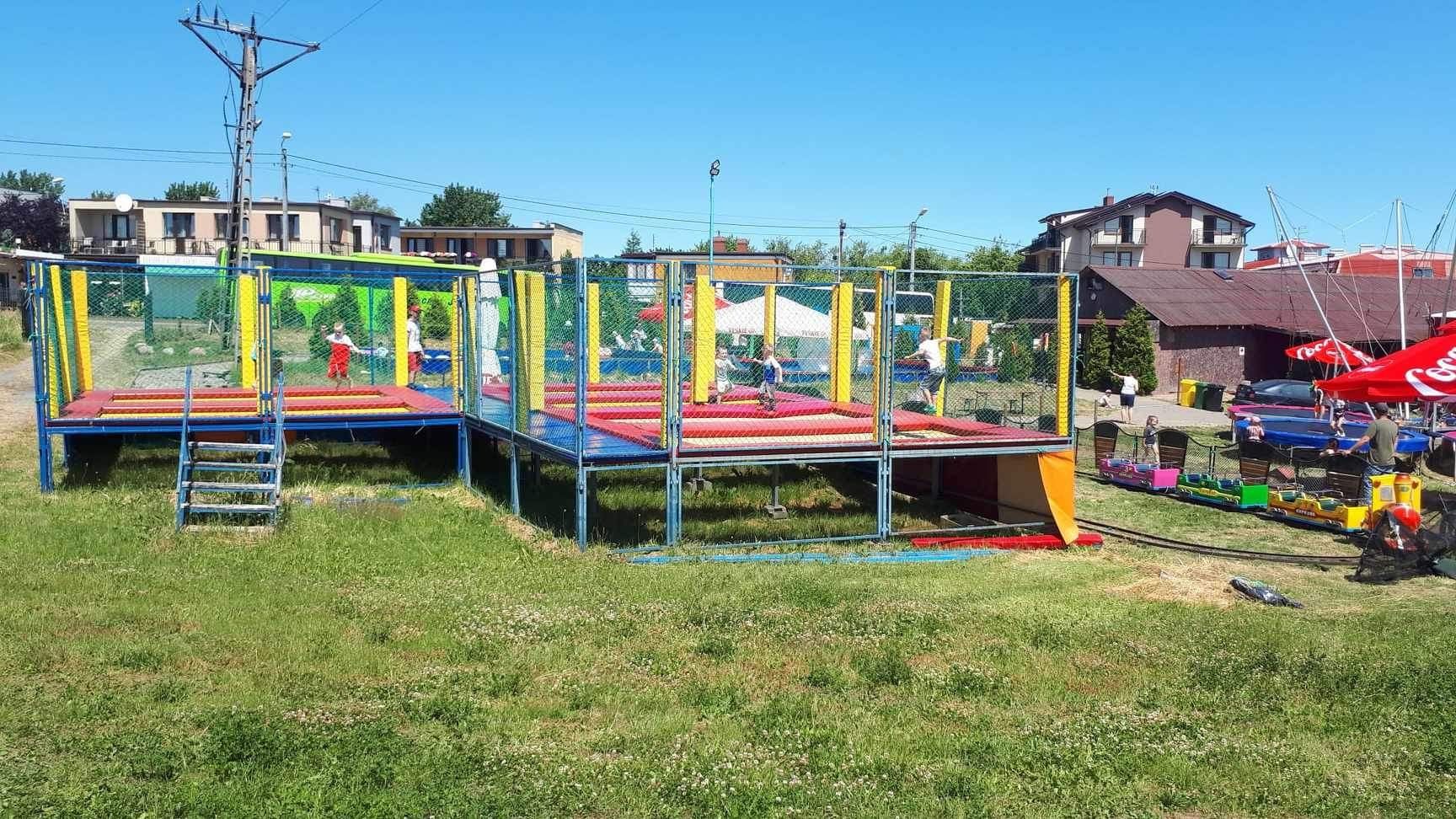 Park trampolin 2 stanowiskowa trampolina stacjonarna zewnętrzna