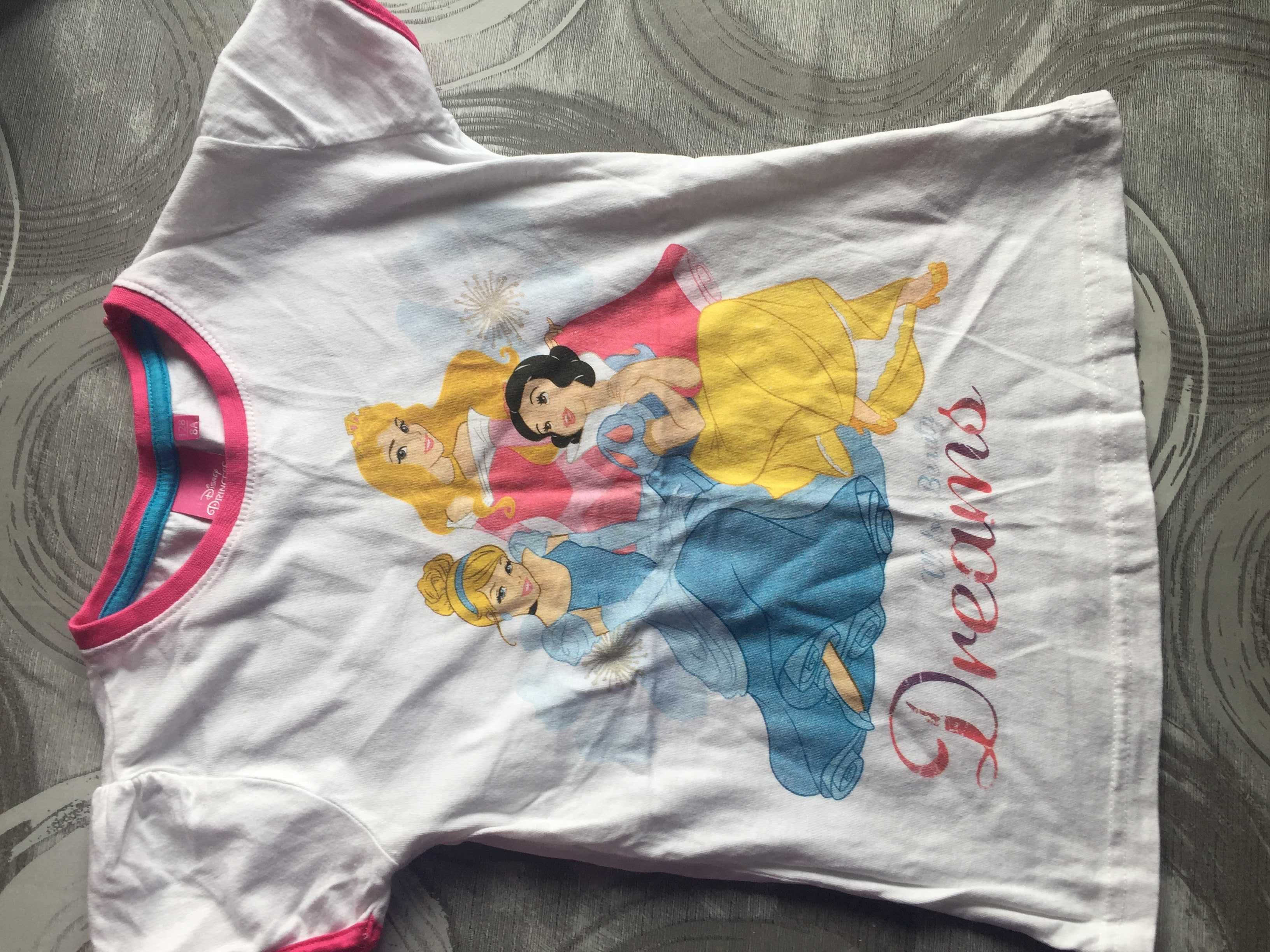 t - shirt białe Disney r. 128 dla dziewczynki  3 szt.