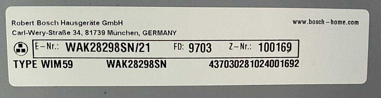 Пралка Bosch WAK-28298-SN-21 (8кг) з Європи
