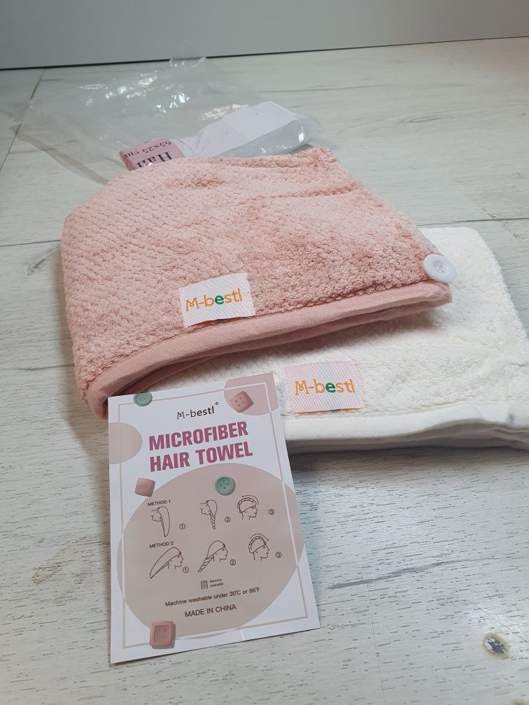 2-pak ręczników do włosów, turban z mikrofibry