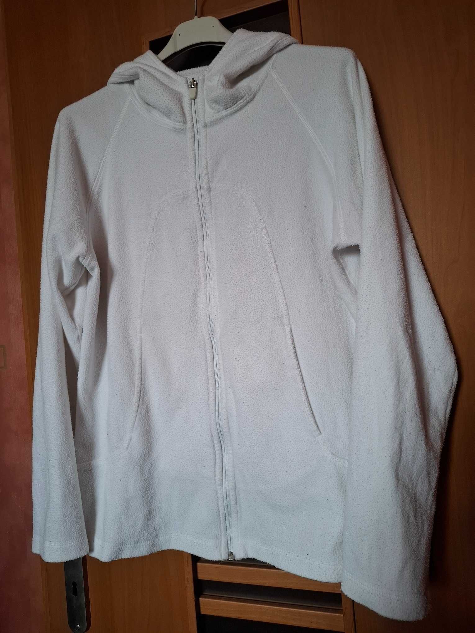 Bluza biała z kapturem na zamek żakiet polar rozmiar L