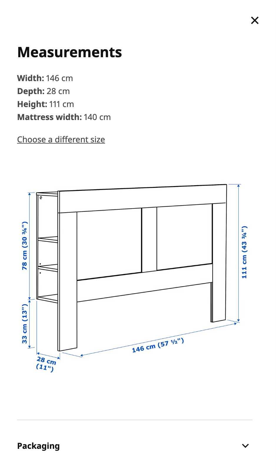 Estante/Cabeceira BRIMNES IKEA – 140 cm, Branca