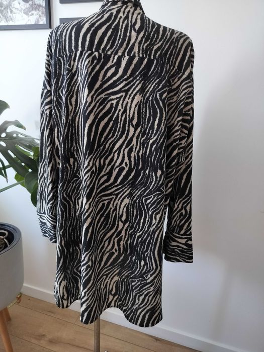 Janina bluzka damska koszulowa 46 koszula długa tył dłuższy oversize