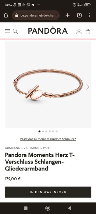 Браслет Pandora,розовое холото