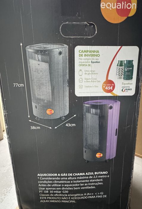 Aquecedores a gás (4200W) & botija (13 quilos) - Equation & Galp