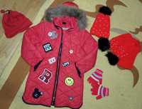 Зимова курточка з натуральним мехом на дівчинку розмір 140-146