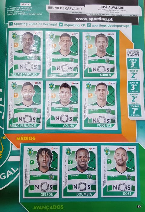 Colecção de cromos Liga NOS 2017-18