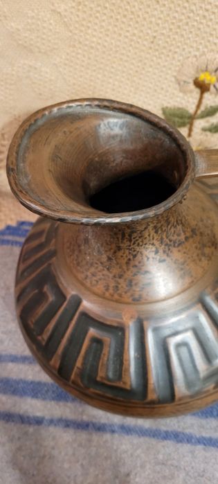 Stary miedziany dzban 30 cm. Sygnowany