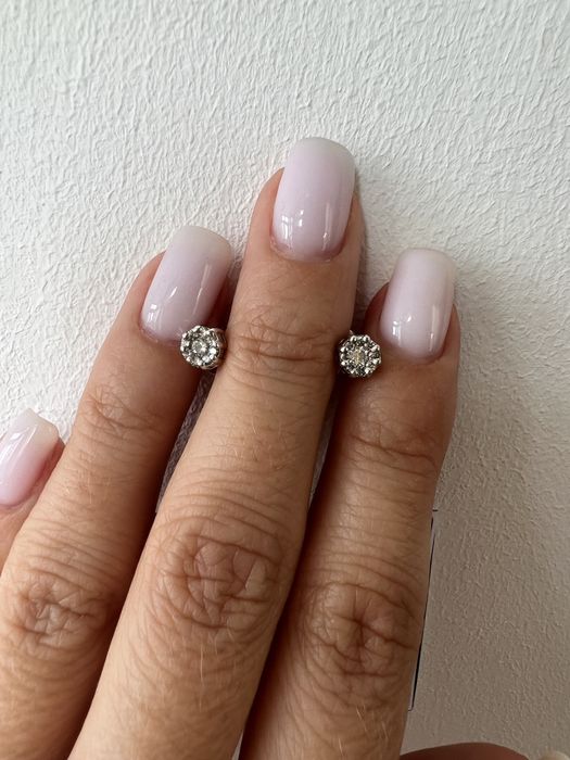 Золотые серьги пусеты с бриллиантами 2,63/0,22 белое золото 585 проба