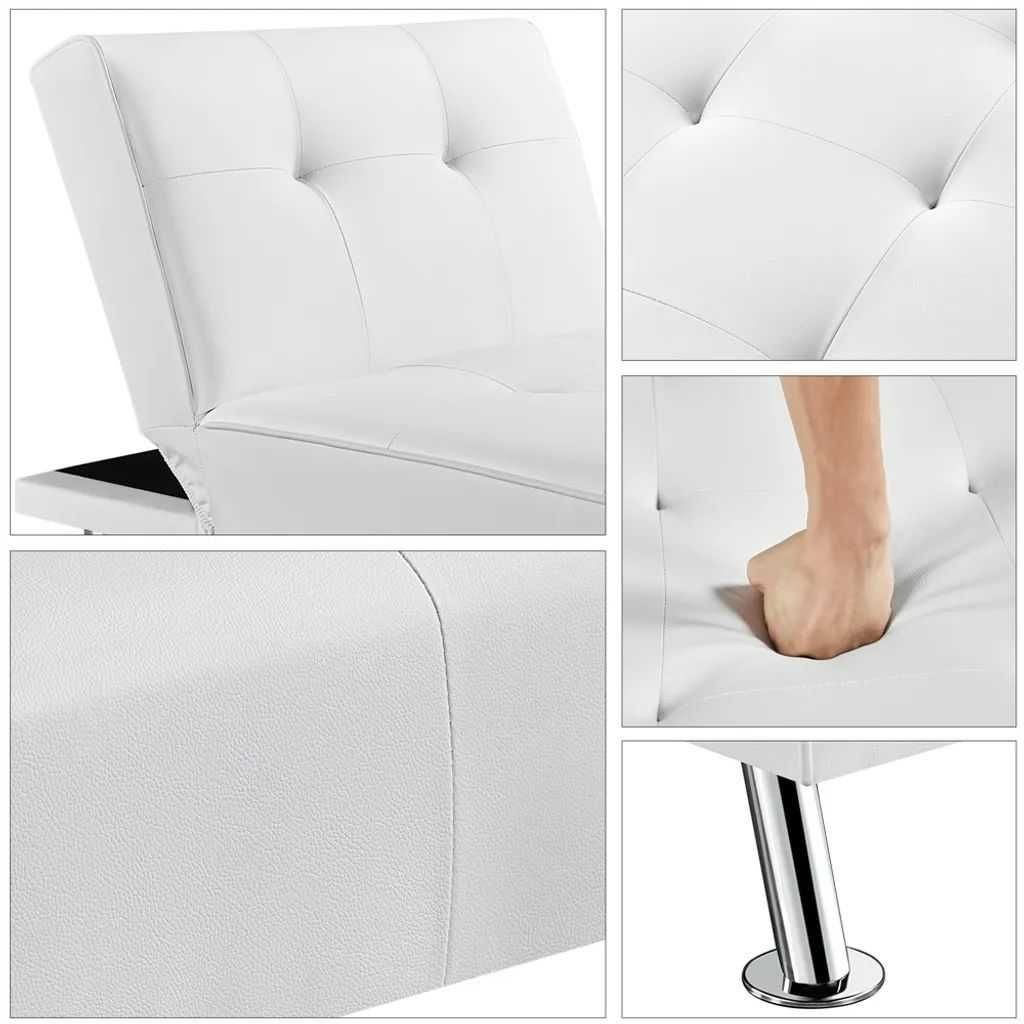 Łóżko sofa szezlong pojedyncze Yaheetech 166x76,5x40 biały ekoskóra