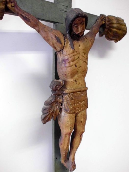 antigo crucifixo popular em madeira - ca. 1900